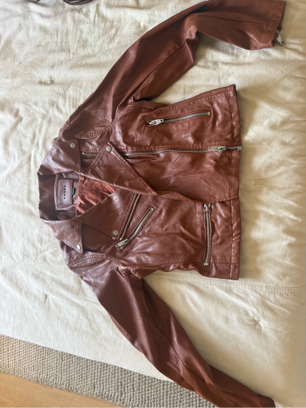 Blank NYC Rust Brown Faux Leather Moto Jacket
